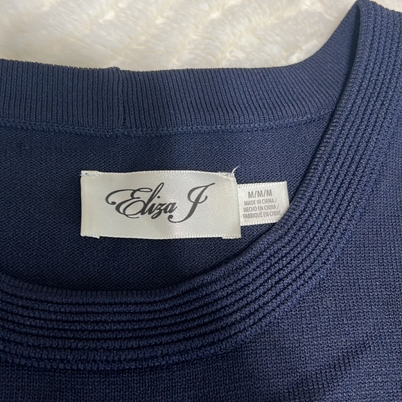 Eliza J Fit & Flare Knit Sweater Dress  Navy Blue NWT - Picture 7 of 13